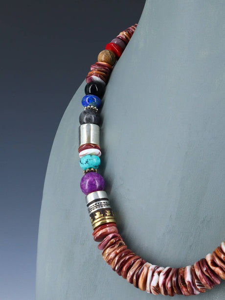 21" Spiny Oyster Large Single Strand Beaded Necklace - PuebloDirect.com