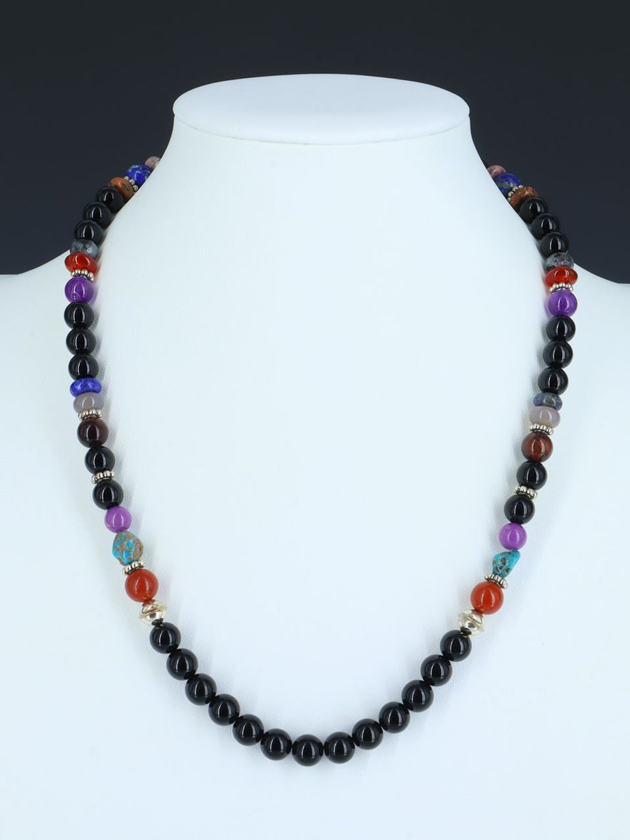 Obsidian Buddha Head Necklace with Agate, Onyx, Lava and Silver Beads –  Nature Art Gallery Thailand Jewelry