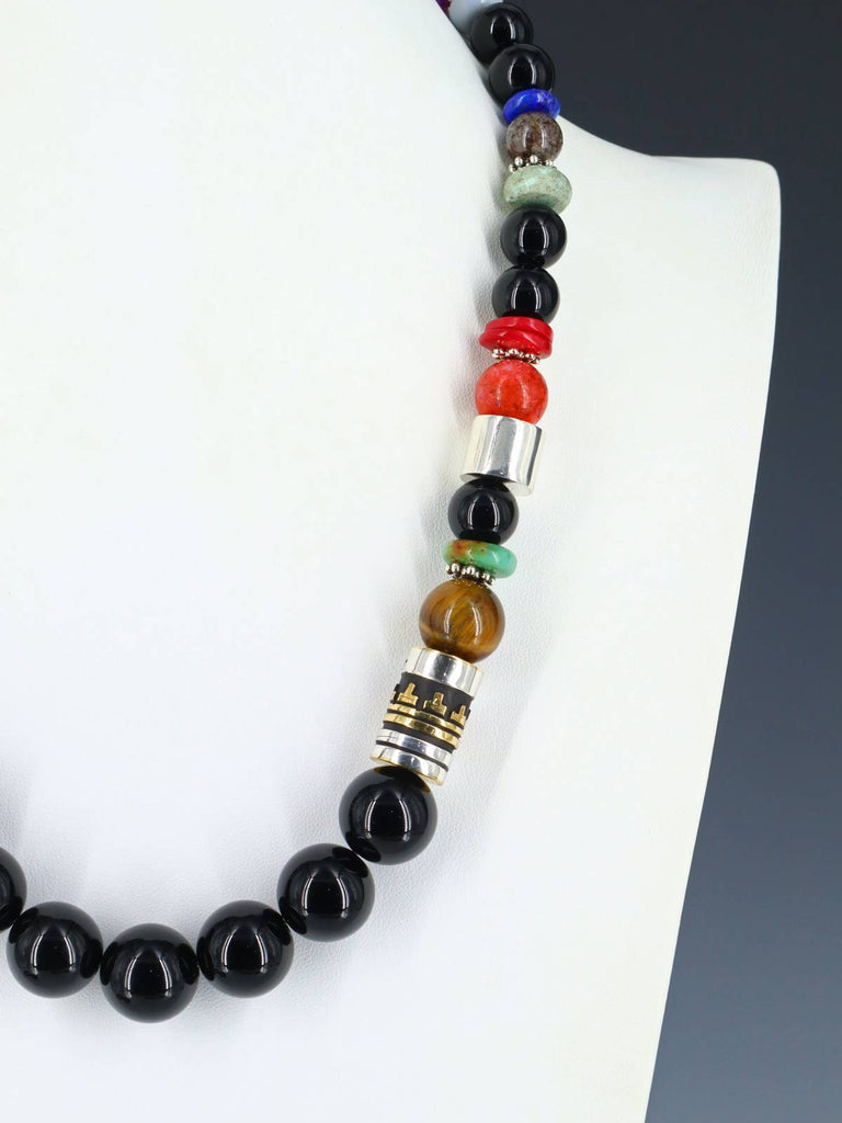 Navajo 21" Black Onyx Large Single Strand Beaded Necklace - PuebloDirect.com