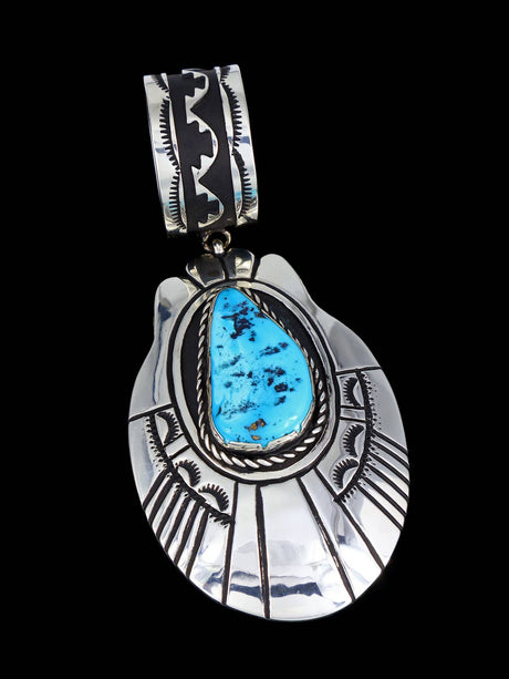 Native American Sterling Silver Overlay Turquoise Pendant - PuebloDirect.com