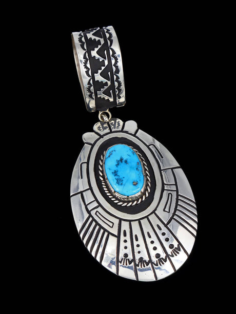 Native American Sterling Silver Overlay Turquoise Pendant - PuebloDirect.com