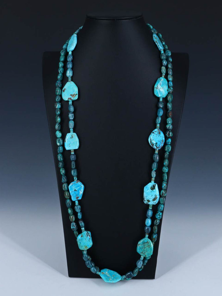 Native American Jewelry Double Strand Turquoise Necklace - PuebloDirect.com