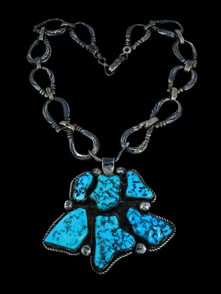 Vintage Native American Sleeping Beauty Turquoise Sterling Silver Necklace - PuebloDirect.com