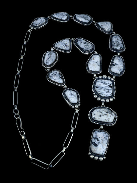 Native American Jewelry White Buffalo Lariat Necklace - PuebloDirect.com