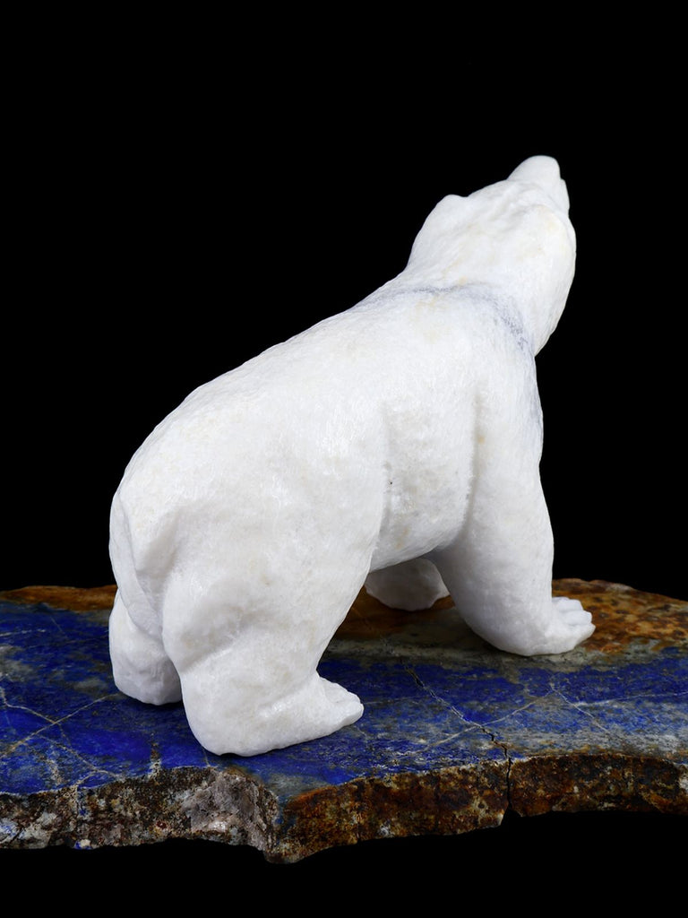 White Marble Bear Zuni Fetish - PuebloDirect.com