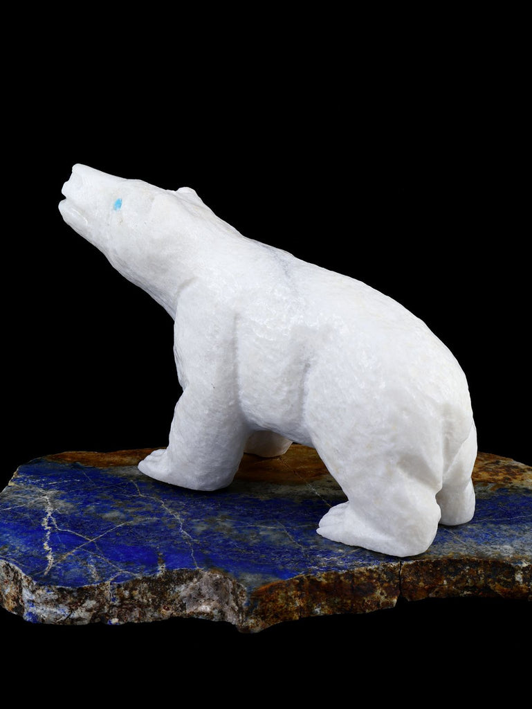 White Marble Bear Zuni Fetish - PuebloDirect.com