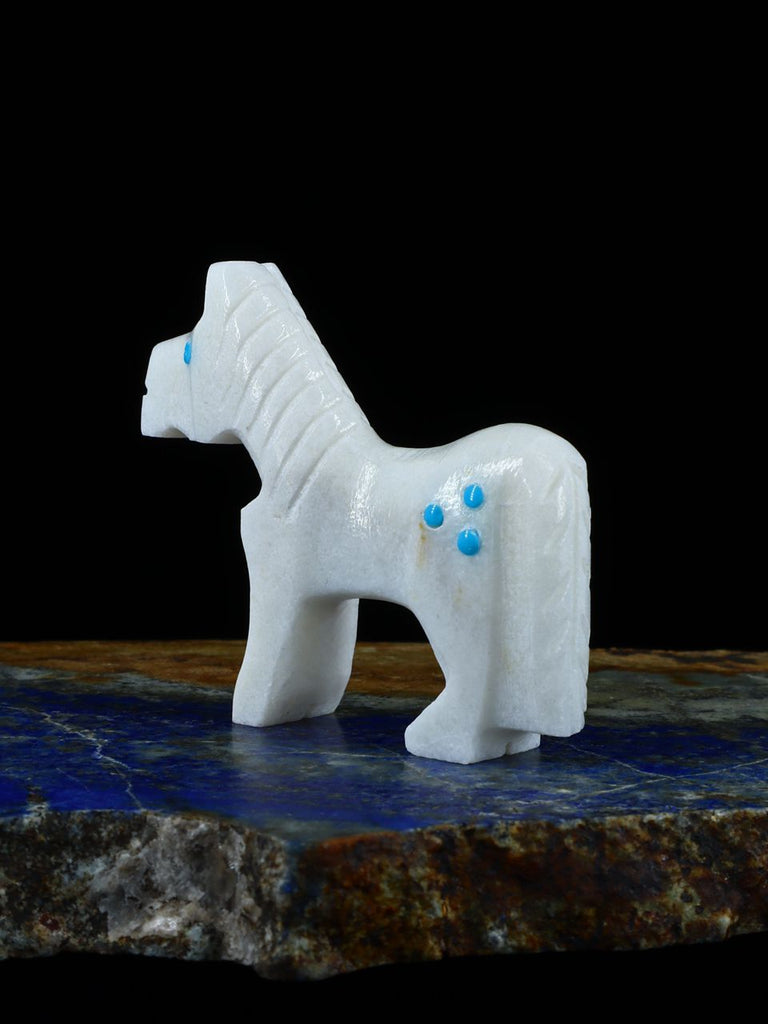 White Marble Horse Zuni Fetish - PuebloDirect.com