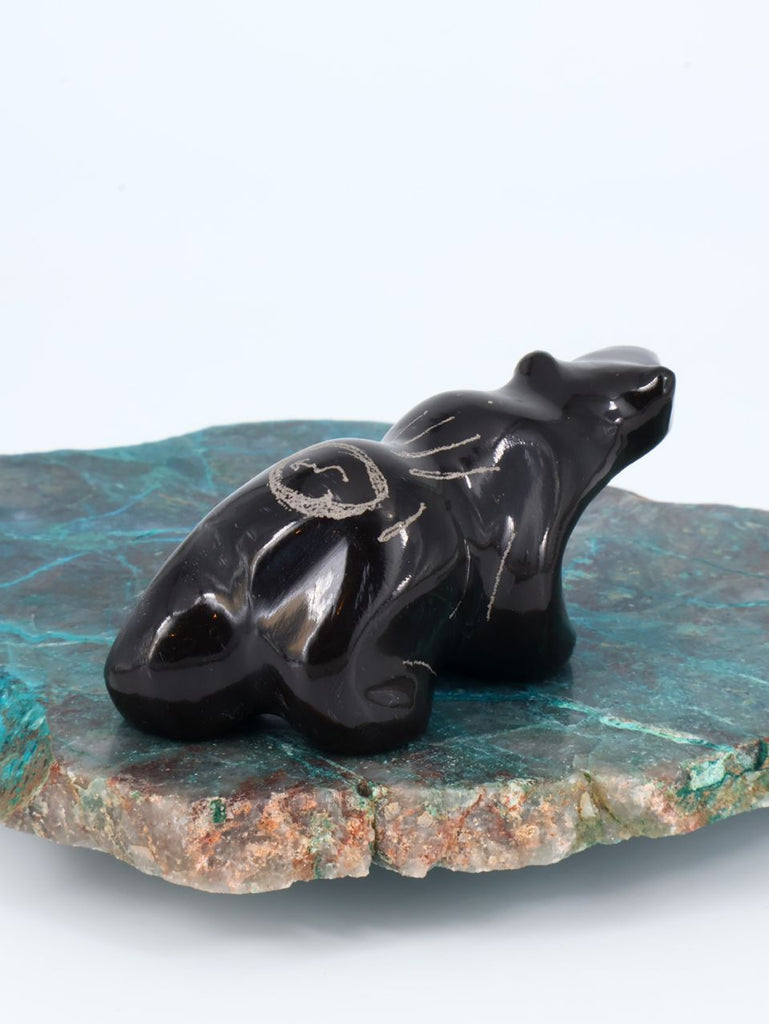 Black Marble Bear Zuni Fetish - PuebloDirect.com