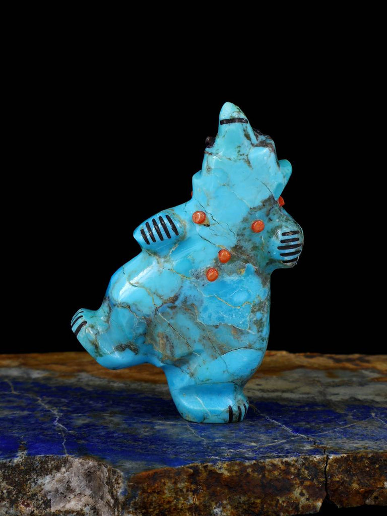 Turquoise Dancing Bear Zuni Fetish - PuebloDirect.com