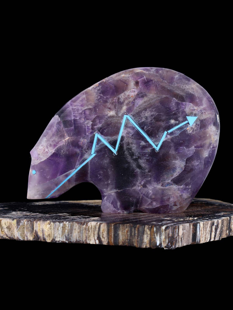 Chevron Amethyst Medicine Bear Zuni Fetish - PuebloDirect.com