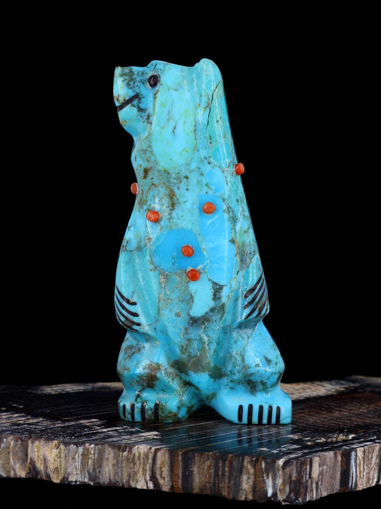 Turquoise Dancing Bear Zuni Fetish - PuebloDirect.com