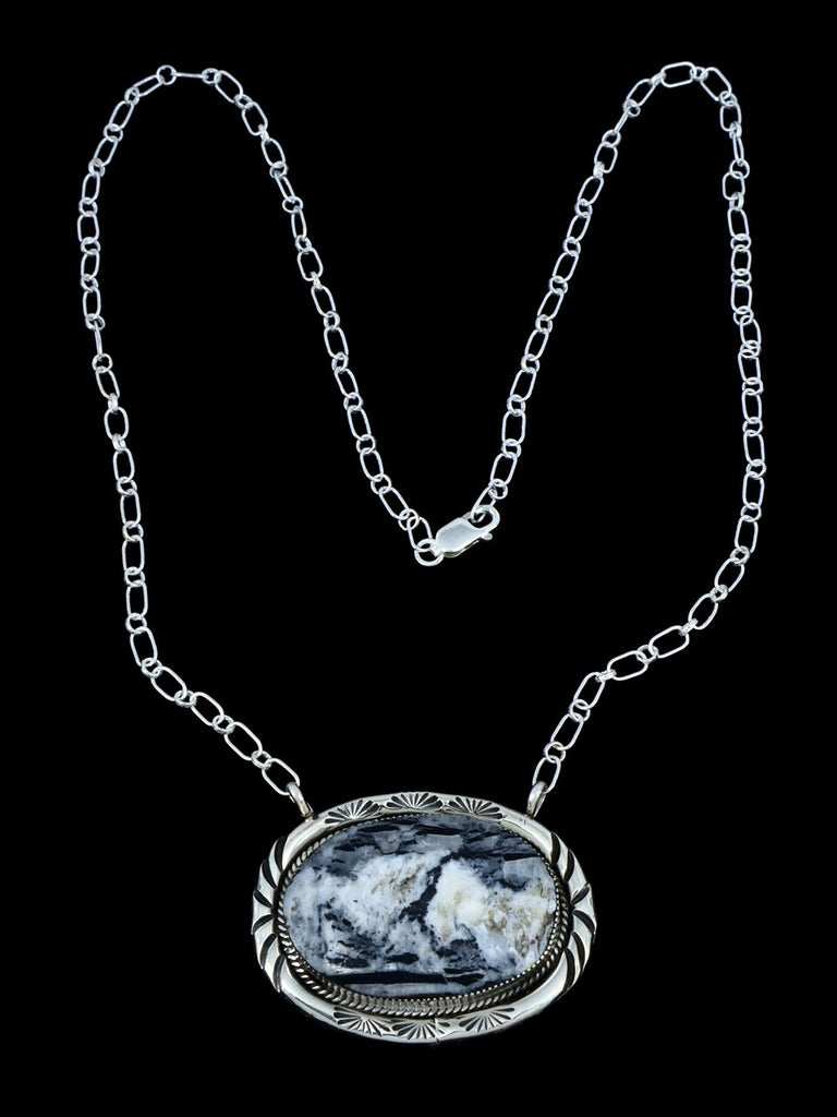 Navajo Sterling Silver White Buffalo Link Necklace - PuebloDirect.com