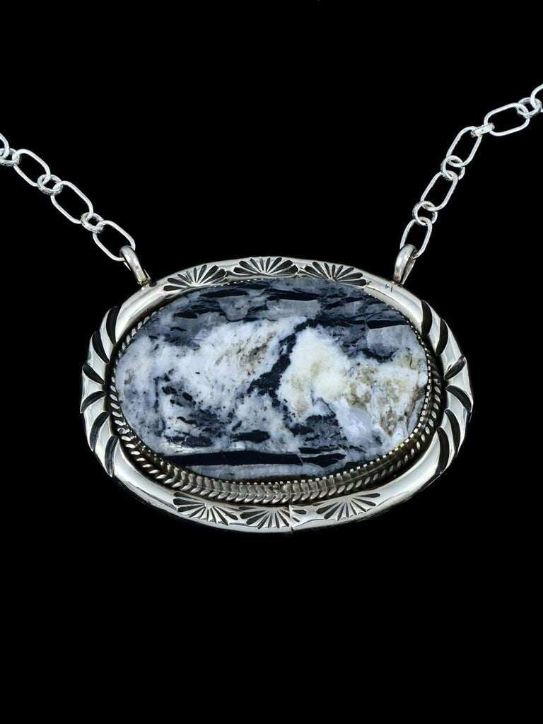 Navajo Sterling Silver White Buffalo Link Necklace - PuebloDirect.com