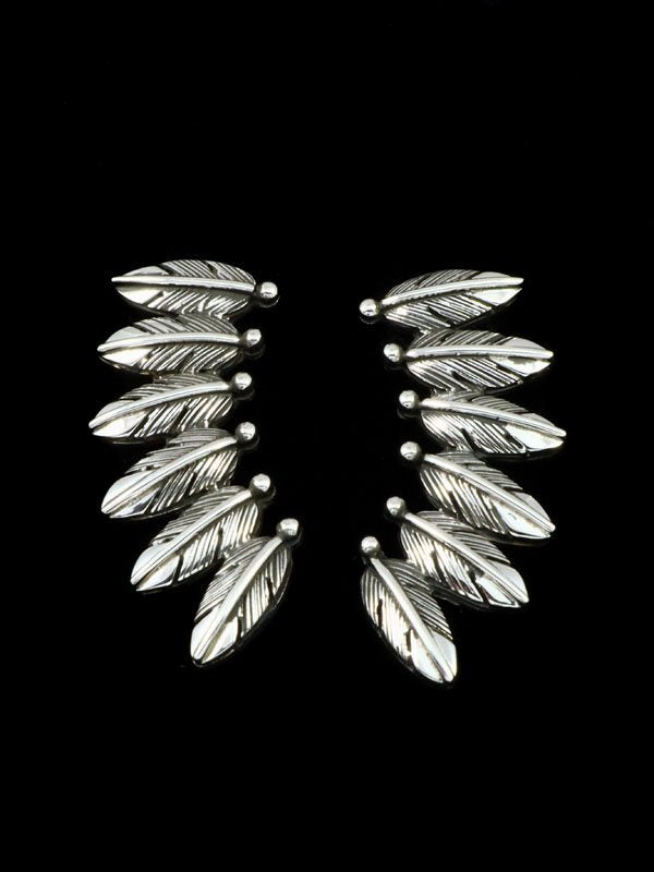 Navajo Sterling Silver Feather Post Earrings - PuebloDirect.com