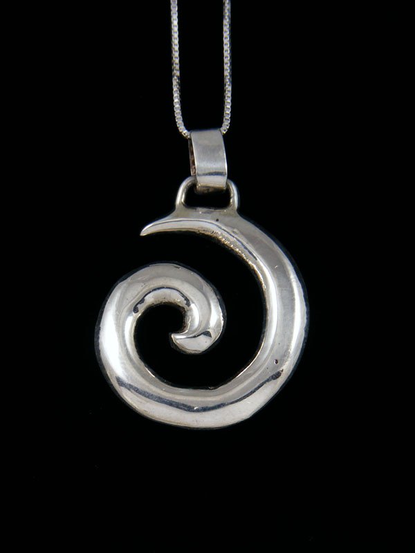 Navajo Sterling Silver Swirl Pendant - PuebloDirect.com