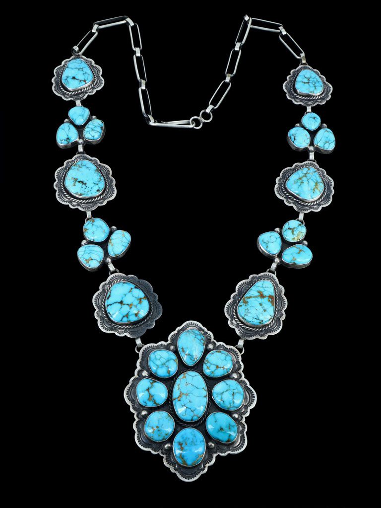 Native American Black Onyx Squash Blossom Necklace and Earrings Set | Kee Cook