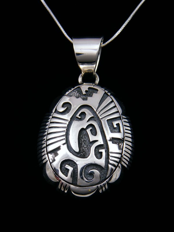 Navajo Sterling Silver Sculpted Pendant Necklace - PuebloDirect.com