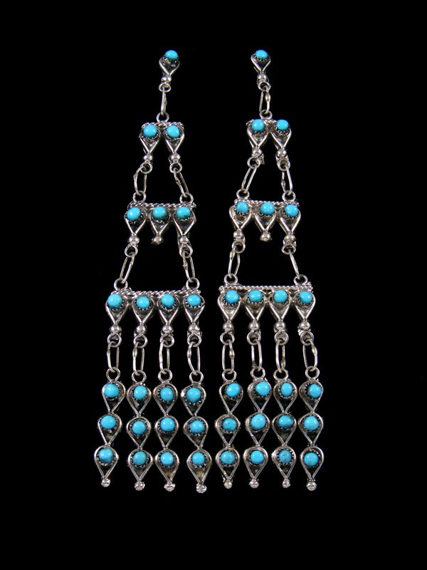 Native American Indian Jewelry Turquoise Zuni Post Earrings - PuebloDirect.com